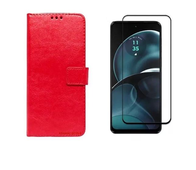 Imagem de Capa Capinha Case Carteira + Pelicula 3d Motorola Moto G45