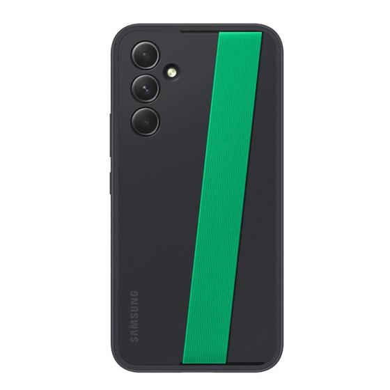 Imagem de Capa Capinha Case de Silicone Protetora Original Samsung A54 5G Slim Strap Preta com Cinta Verde