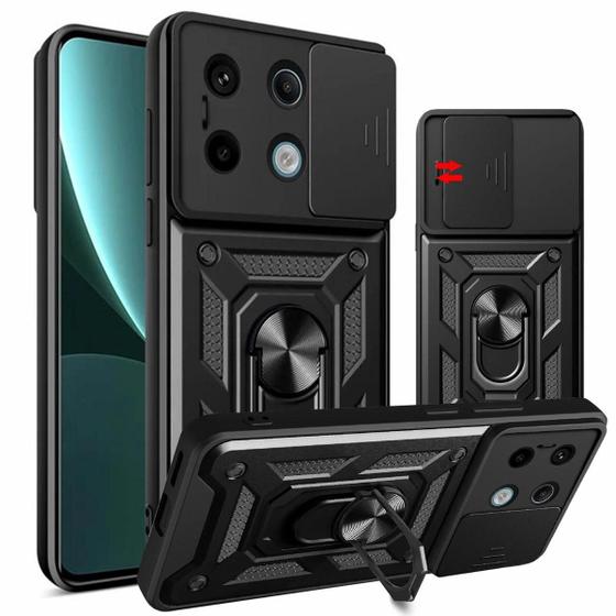 Imagem de Capa Capinha Case para Redmi Note 13 4G - Protetora Resistente Anti Impacto Queda Armadura Militar Cor:Preto