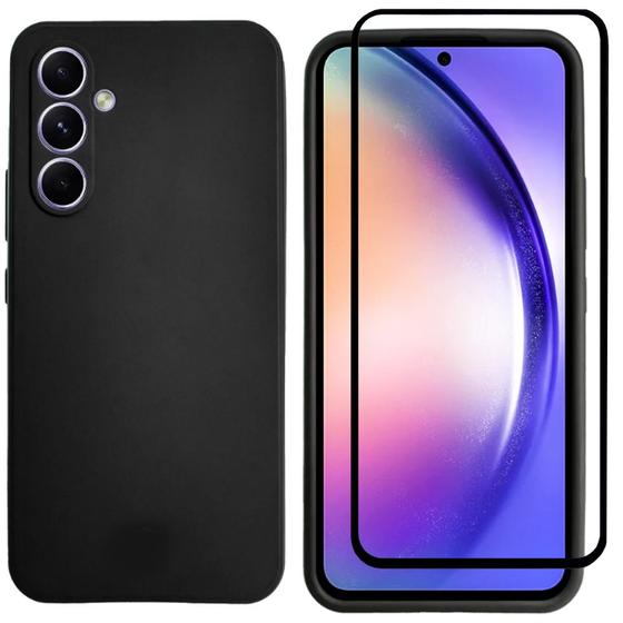Imagem de Capa Capinha Case Preto Silicone + Película 3D Compativel Com Samsung A54