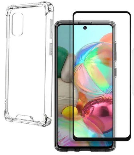 Imagem de Capa Capinha Case Samsung Galaxy A71 Anti Shock + Película 3D 5D 9D Blindada Cobre 100% Da Tela Borda Resistente