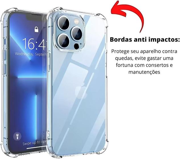 Imagem de Capa Capinha Com Bordas Anti Impacto Para iPhone 13 Pro Max Tela de 6,7 Polegadas