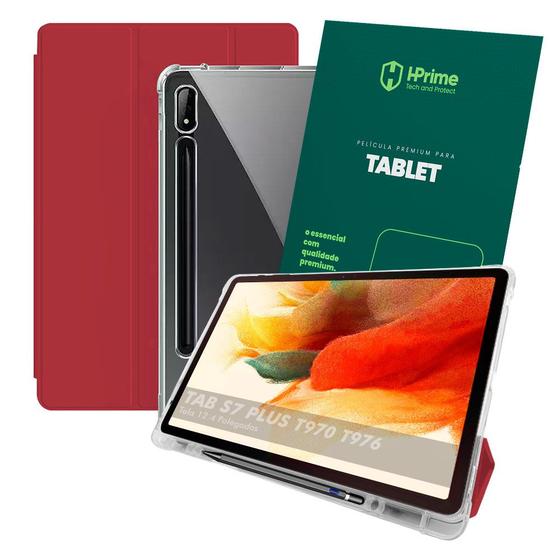 Imagem de Capa Capinha Galaxy TAB S7 Plus T970 T976 12.4 Smart Case Suporte Caneta Antiqueda + Pelicula HPrime