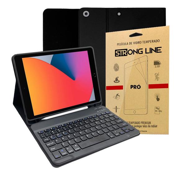 Imagem de Capa Capinha Ipad 8 8 Geração 10.2 Teclado Slim Removível Sem Fio Suporte Caneta + Pelicula de Vidro