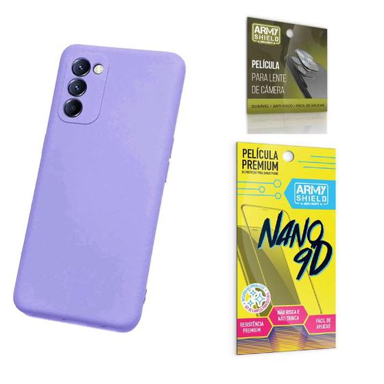 Imagem de Capa Capinha Lilás Motorola Moto E32 + Película de Cerâmica Nano 9D + Película de Câmera