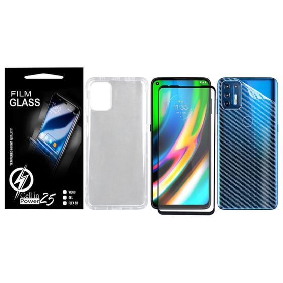 Imagem de Capa Capinha Moto G9 Plus XT2087 6.8 + Pelicula 3d + Carbono - Cell In Power25