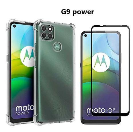 Imagem de Capa Capinha Motorola Moto G9 Power Anti Shock + Película 3D 5D 9D Cobre 100% Da Tela Borda Resistente