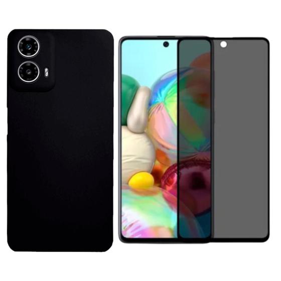 Imagem de Capa Capinha Preta P/ Moto G14 + Pelicula de Privacidade 3D - ArmyShield