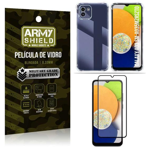 Imagem de Capa Capinha Samsung A03 Anti Shock + Película de vidro 3D - Armyshield
