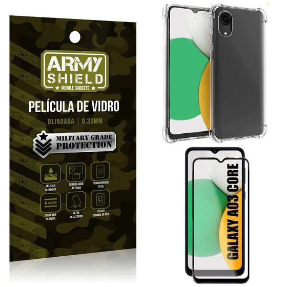 Imagem de Capa Capinha Samsung A03 Core Anti Shock + Película de vidro 3D - Armyshield