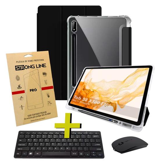 Imagem de Capa Capinha Tab S8 X700 X706 Tela 11 Smart Suporte Caneta Magnética + Combo Teclado Mouse Pelicula