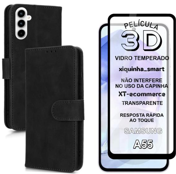 Imagem de Capa Carteira Celular Para Samsung A55 + Pelicula 3D Anri queda protetora da tela para Celular Samsung A55