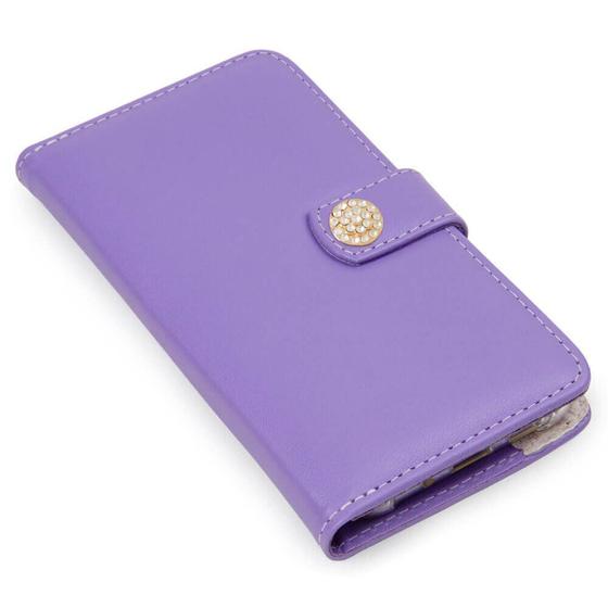 Imagem de Capa carteira couro strass lilas para samsung a03s a037