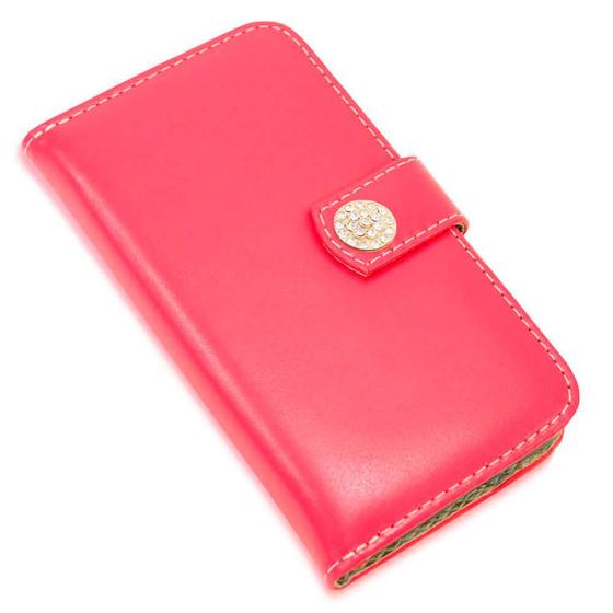 Imagem de Capa Carteira Couro Strass PINK Para Iphone 15 Plus 6.7