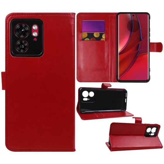 Imagem de Capa Carteira Couro VERMELHO compatível Moto Edge 40 5G Xt2303 6.55  - Luiza Cell25