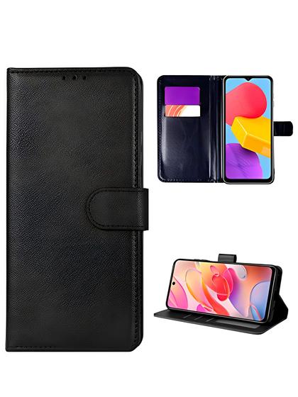 Capa Carteira de Couro Flip Preta Para Xiaomi Redmi 12c Menor preço em Capa Carteira de Couro Flip Preta Para Xiaomi Redmi 12c