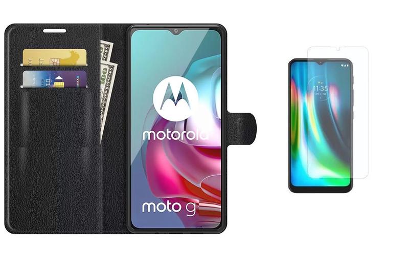 Imagem de Capa Carteira Flip Antishock (PRETA) Porta Cartão P/ Moto G10 Moto G20 Moto G30 + Película de Nano Gel