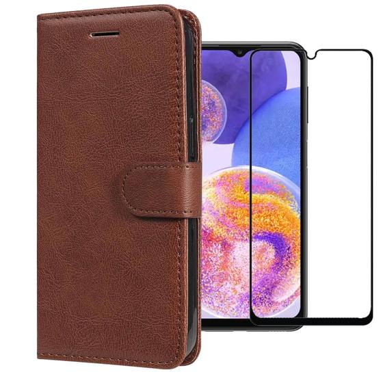 Imagem de Capa Carteira Flip Para Galaxy A23 + Película Protetora  Case Multiuso adequada para Galaxy A23