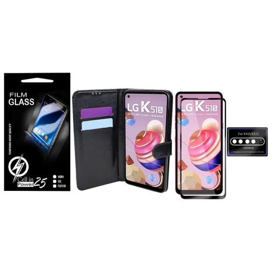 Capa Carteira LG K51S LMK510BMW 6.5 + Película Vidro 3d + pel Câmera - Cell In Power25 Menor preço em Capa Carteira LG K51S LMK510BMW 6.5 + Película Vidro 3d + pel Câmera - Cell In Power25