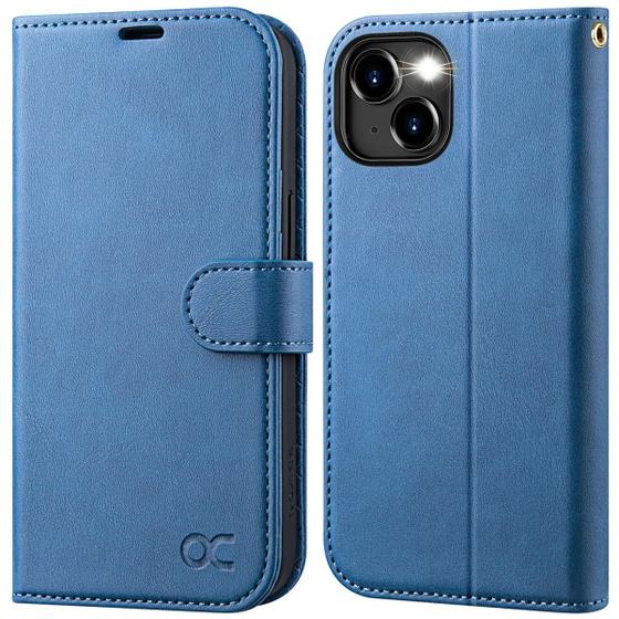 Imagem de Capa Carteira OCASE para iPhone 15 (6.1", 2023) - Azul Claro