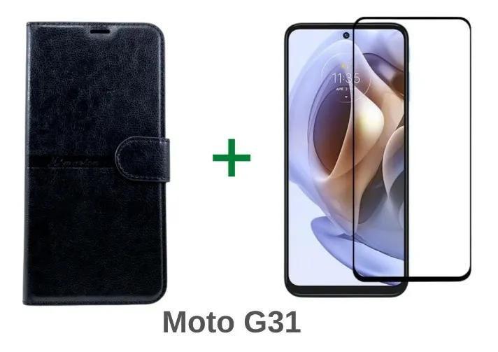 Imagem de Capa Carteira Para Motorola G31 + Película de Vdro 3D