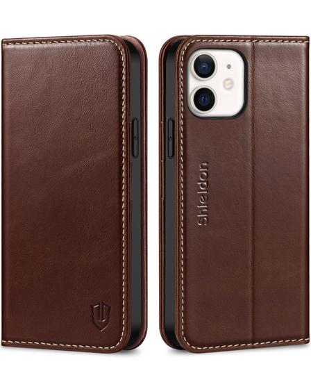 Imagem de Capa Carteira SHIELDON para iPhone 12 (6.1") - Couro Genuíno