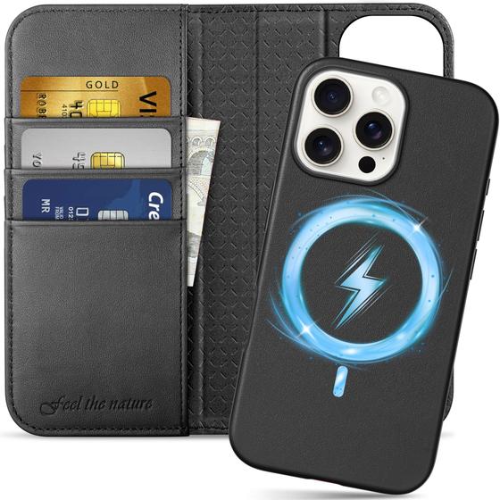 Imagem de Capa Carteira SHIELDON para iPhone 16 Pro Max (6.9") - Couro Genuíno