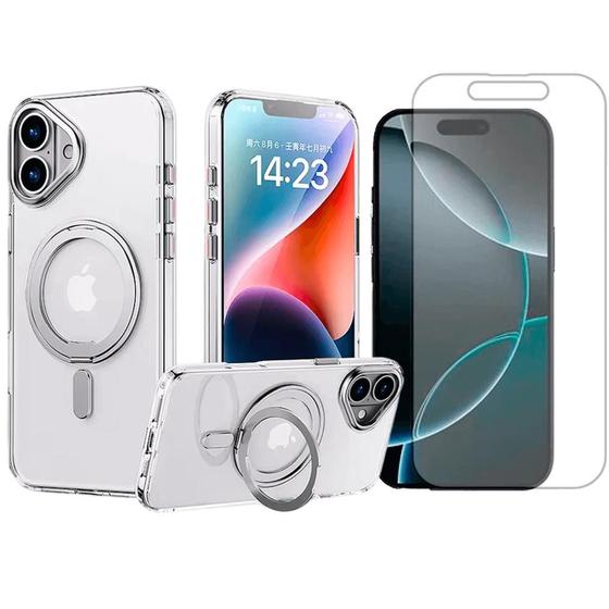 Imagem de Capa Case Anel Magsafe Compatível Com  iPhone 16  Pelicula Hidrogel
