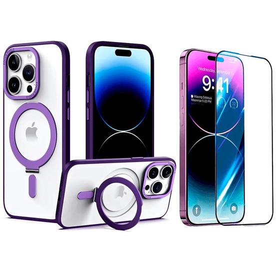 Imagem de Capa Case Anel Magsafe Compatível Com iPhone 16 Pro Max  Pelicula 9D