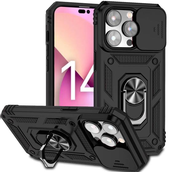 Imagem de Capa Case Apple iPhone 14 Pro Max (Tela 6.7) Shield Dupla Camada Com Stand e Anel