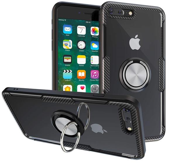 Imagem de Capa Case Apple iPhone 7 Plus / iPhone 8 Plus (Tela 5.5) Carbon Clear Com Stand e Anel