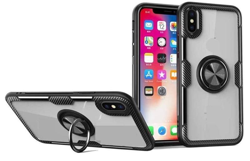 Imagem de Capa Case Apple iPhone Xs Max (Tela 6.5) Carbon Clear Com Stand e Anel
