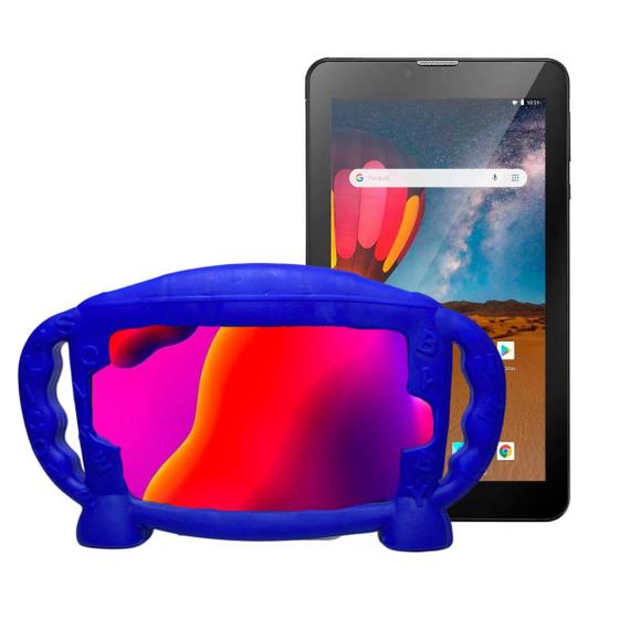 Imagem de Capa Case Azul com alça suporte para  Tablet M7 3G M7s Plus 7 polegadas