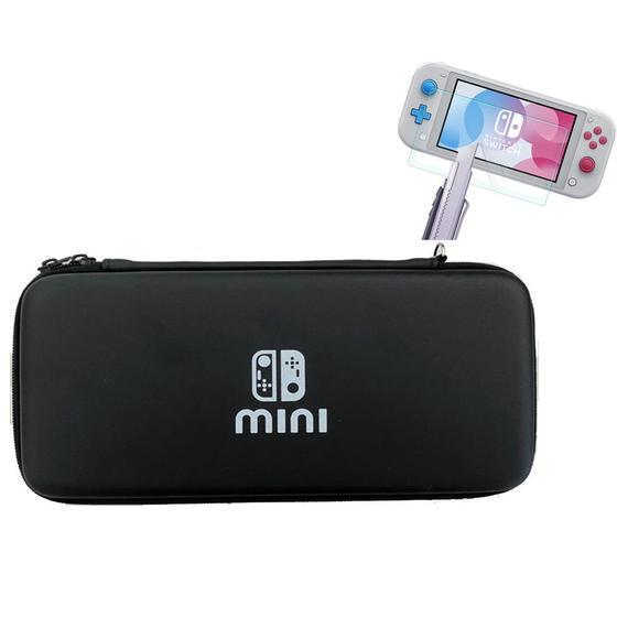 Imagem de Capa Case Bolsa Mini Bag Rígida Compatível com Console Nintendo Switch Lite Jogo Acessorios + Película Lite Vidro