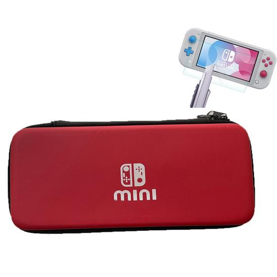 Imagem de Capa Case Bolsa Mini Bag Rígida Compatível com Console Nintendo Switch Lite Jogo Acessorios + Película Lite Vidro