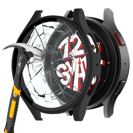 Capa Case Bumper com Película de Vidro compatível com Galaxy Watch 5 Watch5 44mm - Preto Menor preço em Capa Case Bumper com Película de Vidro compatível com Galaxy Watch 5 Watch5 44mm - Preto