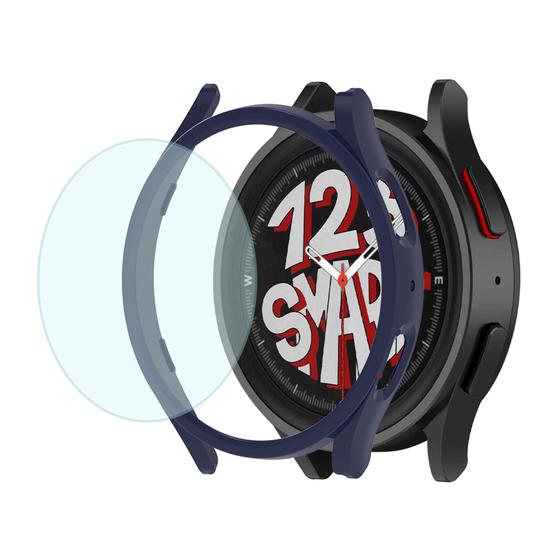 Imagem de Capa Case Bumper com Película de Vidro compatível com Galaxy Watch 5 Watch5 45mm - Azul Marinho