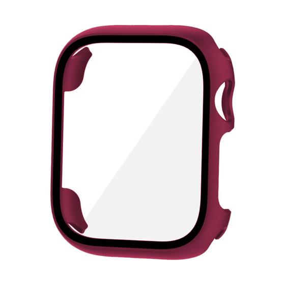 Imagem de Capa Case Bumper com Película de Vidro compatível com Watch Series 5 6 7 8 44mm / 45mm - Vinho