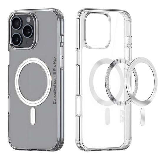 Imagem de Capa Case Capinha Magnetica Magsefe Para iPhone 11 13 14 15 Pro Max Plus 7 8 Plus X Xs XR Max Carregar Indução Transparente