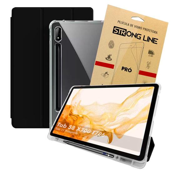 Imagem de Capa Case Capinha Tab S8 X700 X706 11 Polegadas Smart Suporte Caneta Magnética + Pelicula de Vidro