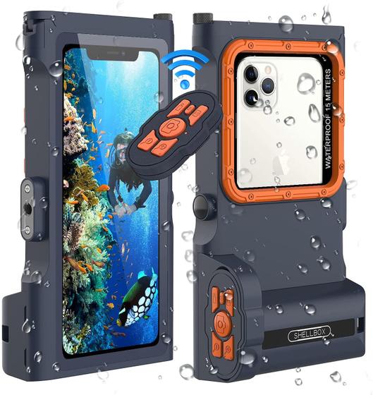 Imagem de Capa Case Celular a Prova DÁgua SHELLBOX Mergulho Controle Remoto Bluetooth Bússula 3 Geração Smartphone Universal