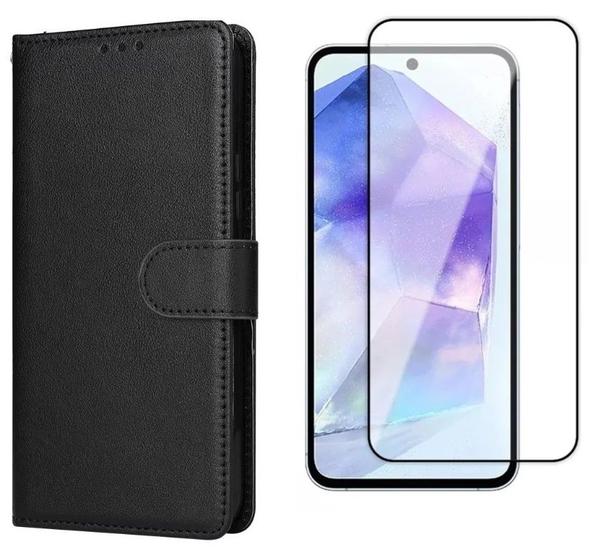 Imagem de Capa Case Couro Carteira + Pelicula vidro 3d Samsung Galaxy M35