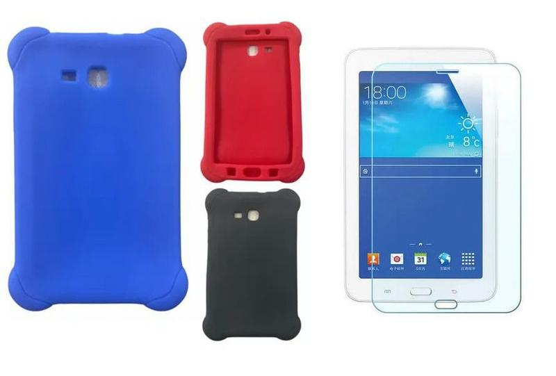 Imagem de Capa Case de Silicone para Tablet Samsung Tab3 7 T110 T113 T116 + Película de Vidro