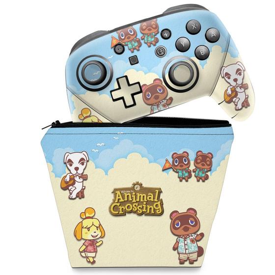 Imagem de Capa Case e Skin Adesivo Compatível Nintendo Switch Pro Controle - Animal Crossing