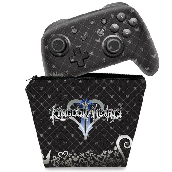 Imagem de Capa Case e Skin Adesivo Compatível Nintendo Switch Pro Controle - Kingdom Hearts 3