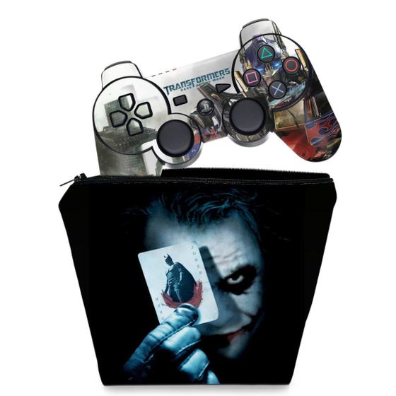 Imagem de Capa Case e Skin Adesivo Compatível PS3 Controle - Batman Coringa