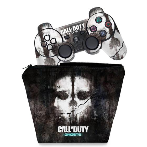 Imagem de Capa Case e Skin Adesivo Compatível PS3 Controle - Call Of Duty Ghosts