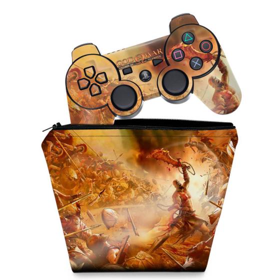 Imagem de Capa Case e Skin Adesivo Compatível PS3 Controle - God Of War 2