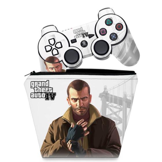 Imagem de Capa Case e Skin Adesivo Compatível PS3 Controle - Gta Iv