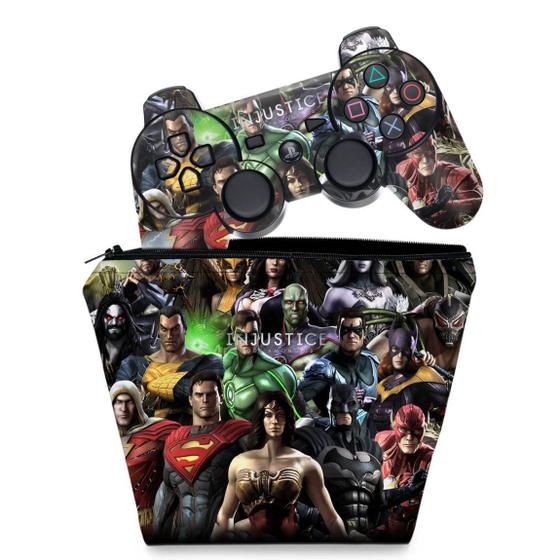 Imagem de Capa Case e Skin Adesivo Compatível PS3 Controle - Injustice